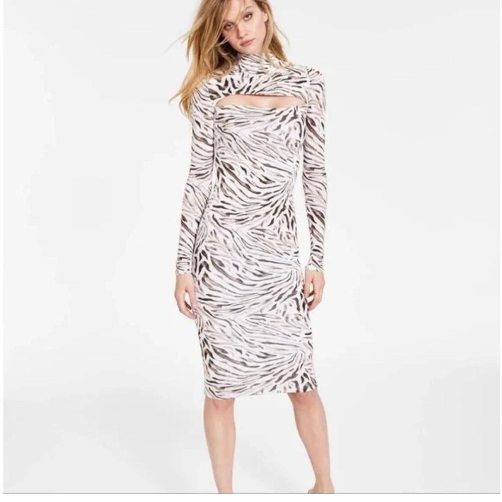 Bar III Zebra Pattern Long Sleeve Dress